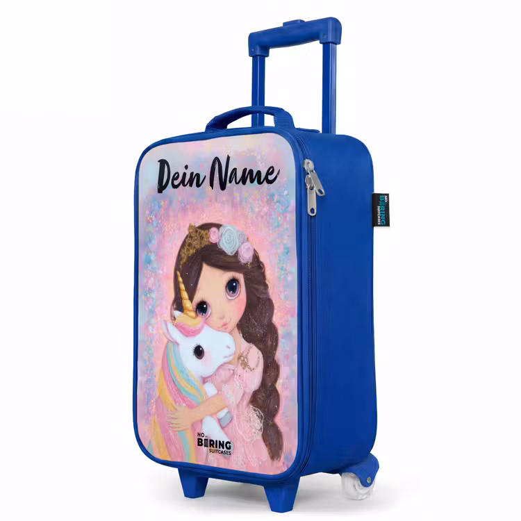 Meisje - Eenhoorn - Glitter Kinderkoffer - Blauw klein -productfoto_schuin