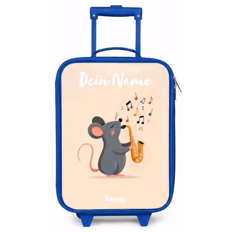 Muis - Saxofoon - Muziek Kinderkoffer - Blauw klein -zz3dotto