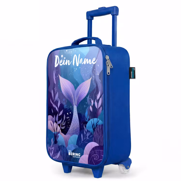 Zeemeermin - Onderwater - Paars - Blauw Kinderkoffer - Blauw klein -productfoto_schuin