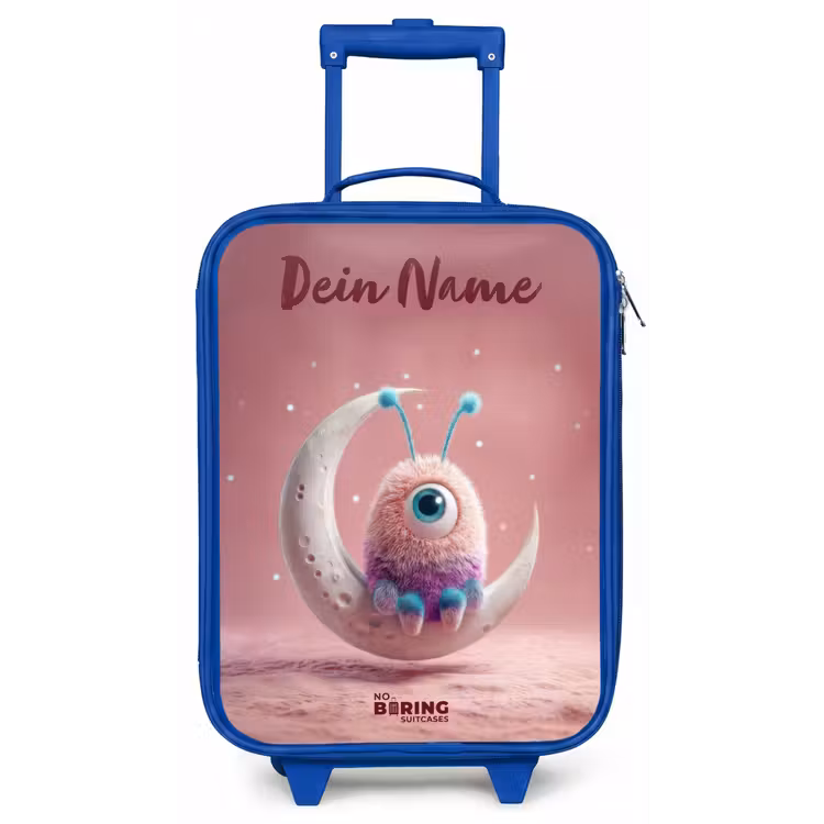 Maanwip met Pluizig Wezentje Kinderkoffer - Blauw klein -zz3dotto