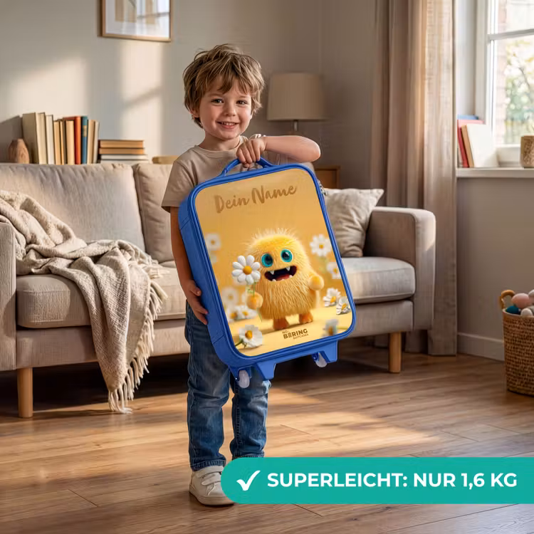 Monster - Wezen - Bloem - Geel Kinderkoffer - Blauw klein -sfeer2_DE