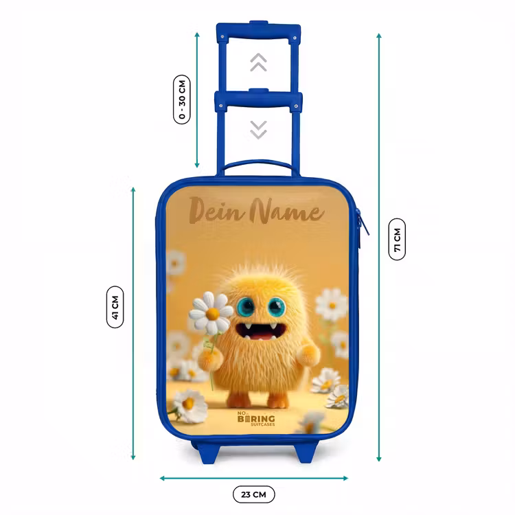 Monster - Wezen - Bloem - Geel Kinderkoffer - Blauw klein -productfoto_formaten