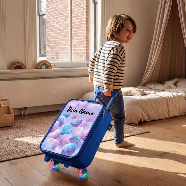Schelpen - Paars - Blauw - Patroon Kinderkoffer - Blauw klein -sfeer1