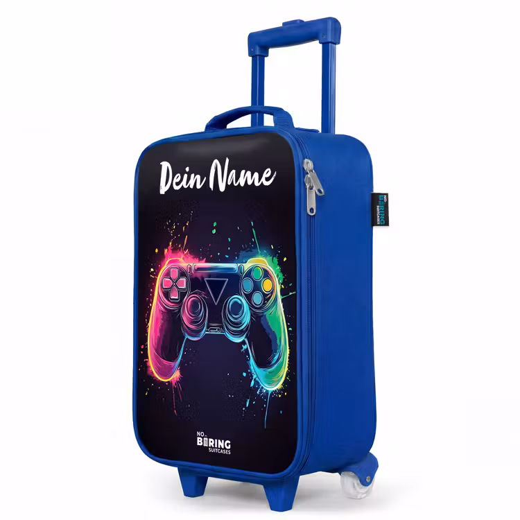 Neon - Controller - Verfspatten - Game Kinderkoffer - Blauw klein -productfoto_schuin
