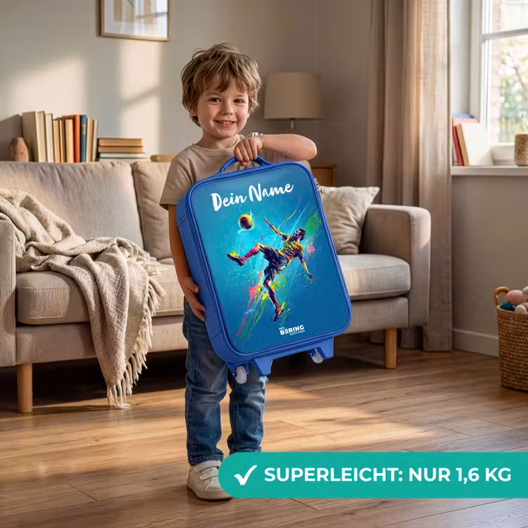 Neon - Voetbal - Schop - Kleurrijk Kinderkoffer - Blauw klein -sfeer2_DE
