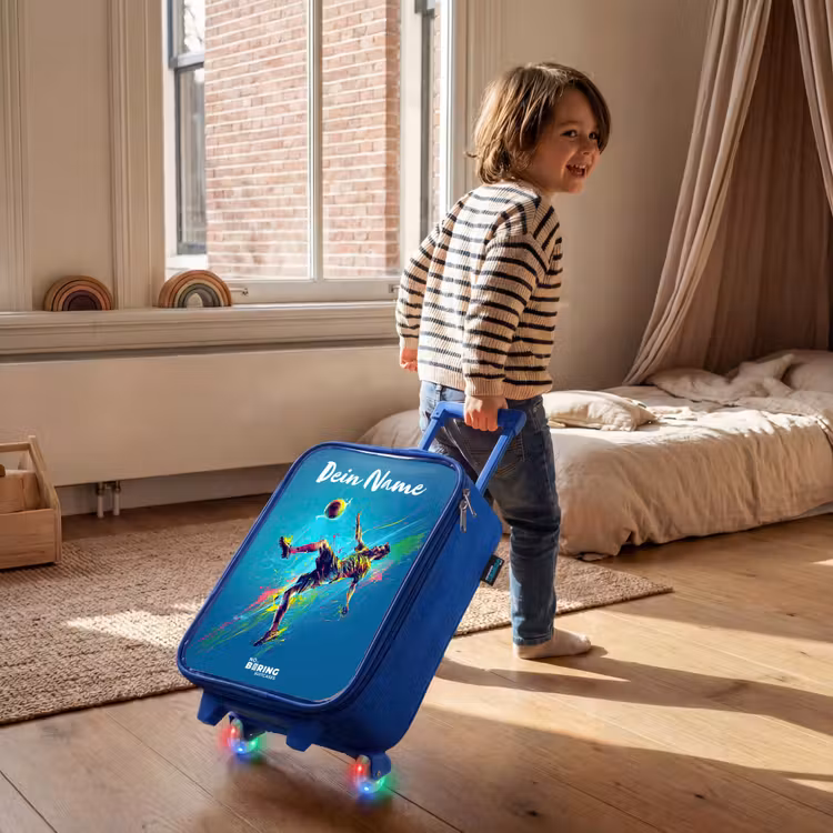 Neon - Voetbal - Schop - Kleurrijk Kinderkoffer - Blauw klein -sfeer1
