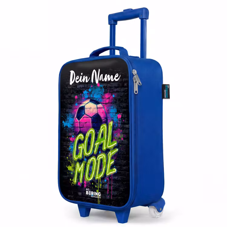 Neon - Graffiti - Voetbal - Kleurrijk Kinderkoffer - Blauw klein -productfoto_schuin