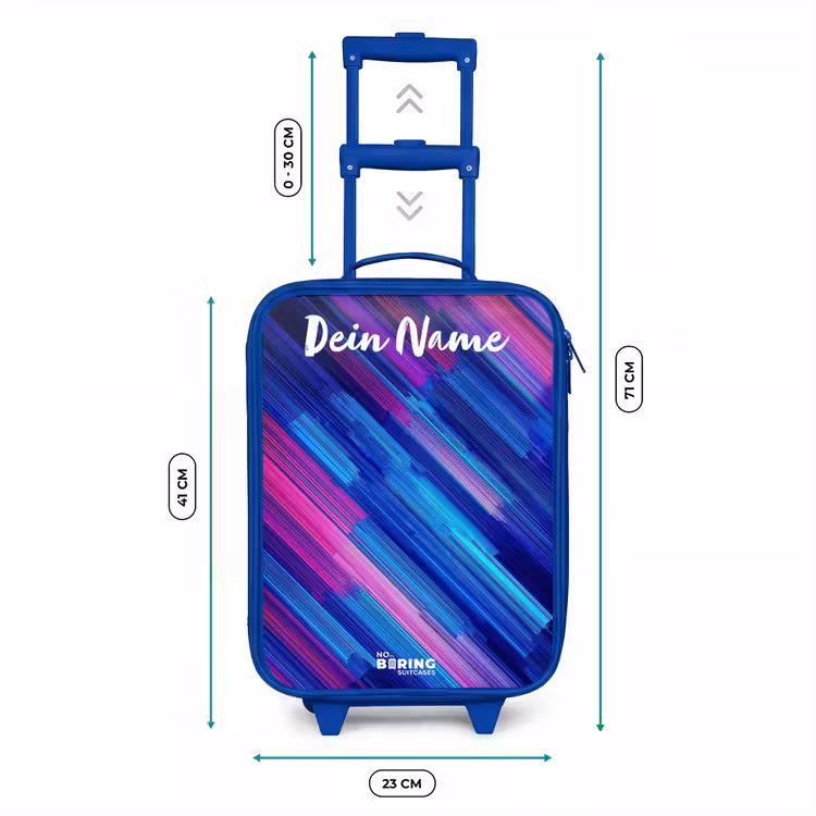 Neon - Strepen - Abstract - Blauw - Roze Kinderkoffer - Blauw klein -productfoto_formaten