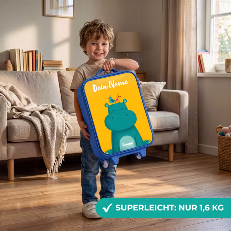 Nijlpaard - Vogels - Geel Kinderkoffer - Blauw klein -sfeer2_DE