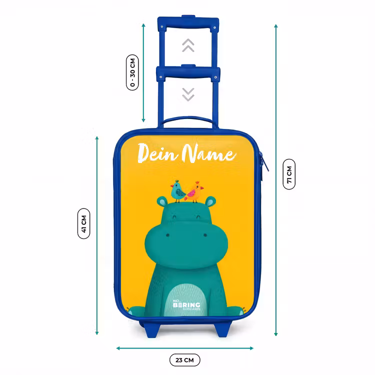 Nijlpaard - Vogels - Geel Kinderkoffer - Blauw klein -productfoto_formaten