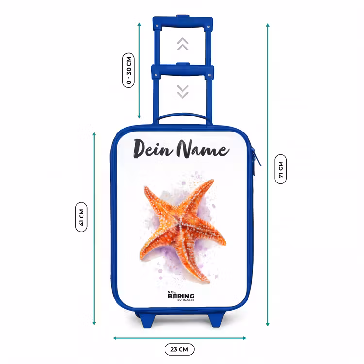 Oranje Zeester Illustratie Kinderkoffer - Blauw klein -productfoto_formaten