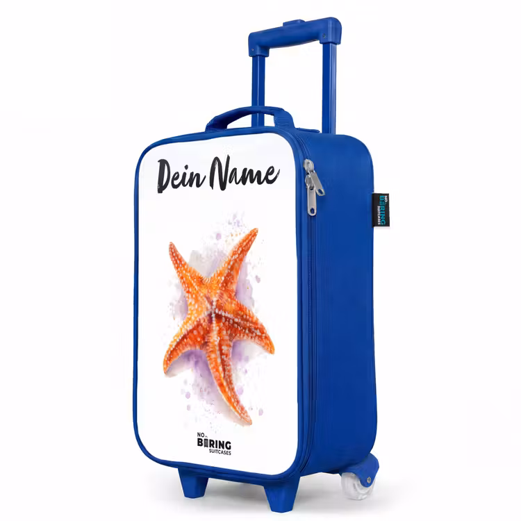 Oranje Zeester Illustratie Kinderkoffer - Blauw klein -productfoto_schuin