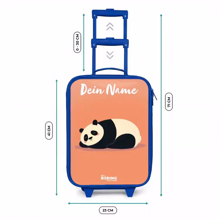 Panda - Slapen - Oranje Kinderkoffer - Blauw klein -productfoto_formaten