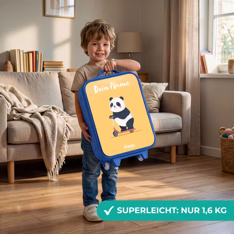 Panda - Step - Geel Kinderkoffer - Blauw klein -sfeer2_DE