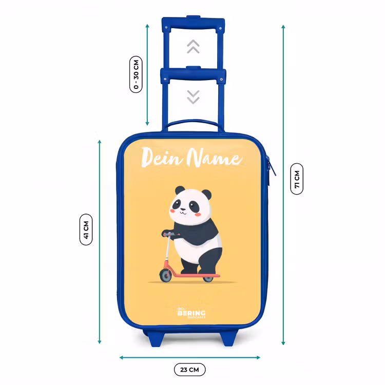 Panda - Step - Geel Kinderkoffer - Blauw klein -productfoto_formaten
