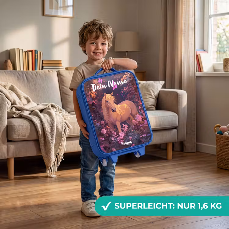 Paard - Bloemen - Paars - Vlinder Kinderkoffer - Blauw klein -sfeer2_DE