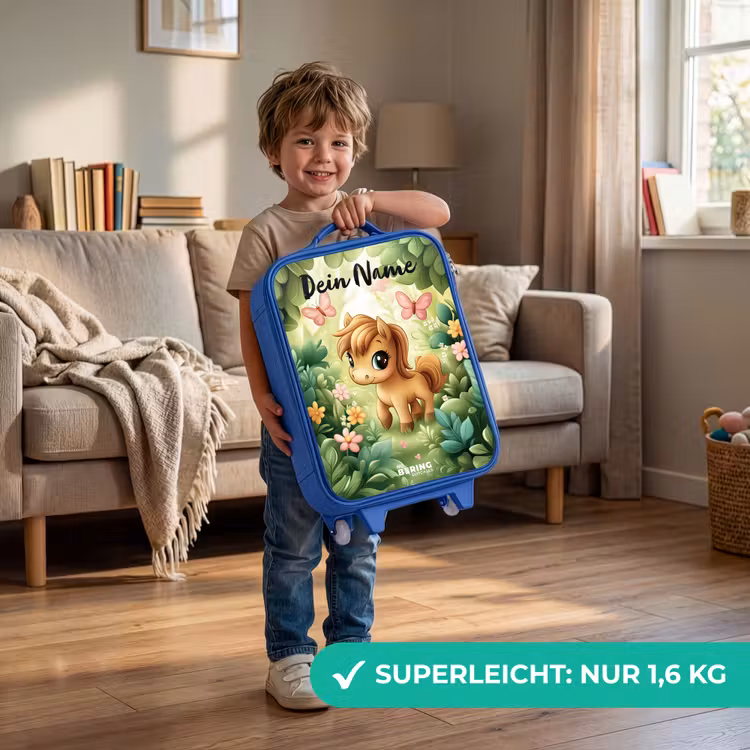 Paard - Bloemen - Vlinders Kinderkoffer - Blauw klein -sfeer2_DE