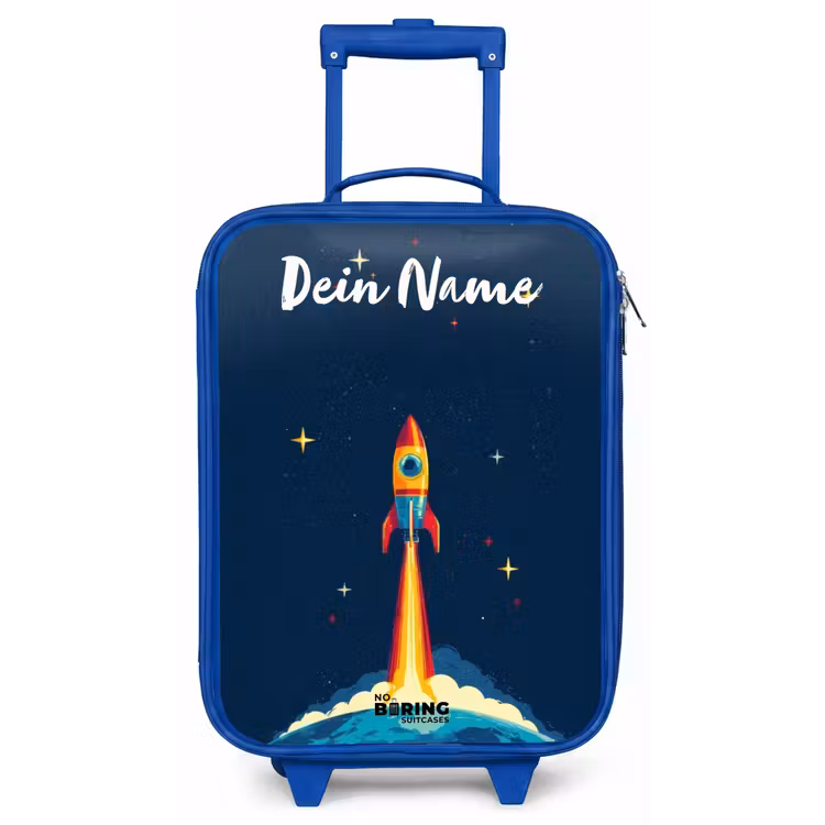 Planeet - Raket - Sterren - Donkerblauw Kinderkoffer - Blauw klein -zz3dotto