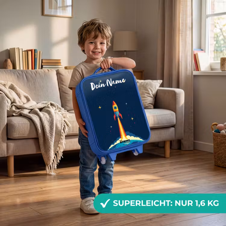 Planeet - Raket - Sterren - Donkerblauw Kinderkoffer - Blauw klein -sfeer2_DE