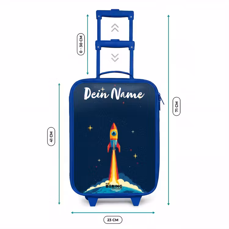Planeet - Raket - Sterren - Donkerblauw Kinderkoffer - Blauw klein -productfoto_formaten