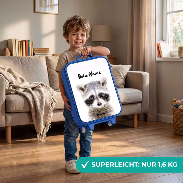 Rachid Racoon Kinderkoffer - Blauw klein -sfeer2_DE