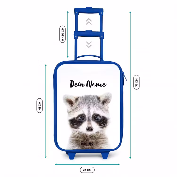 Rachid Racoon Kinderkoffer - Blauw klein -productfoto_formaten