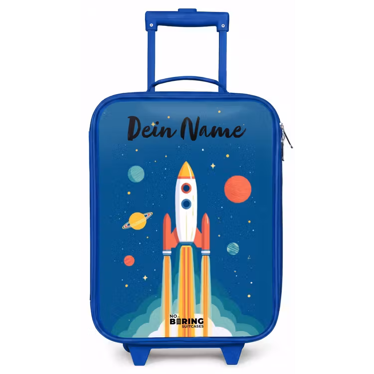 Raket - Planeet - Sterren - Veelkleurig Kinderkoffer - Blauw klein -zz3dotto