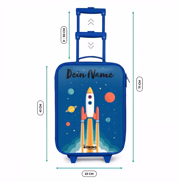 Raket - Planeet - Sterren - Veelkleurig Kinderkoffer - Blauw klein -productfoto_formaten
