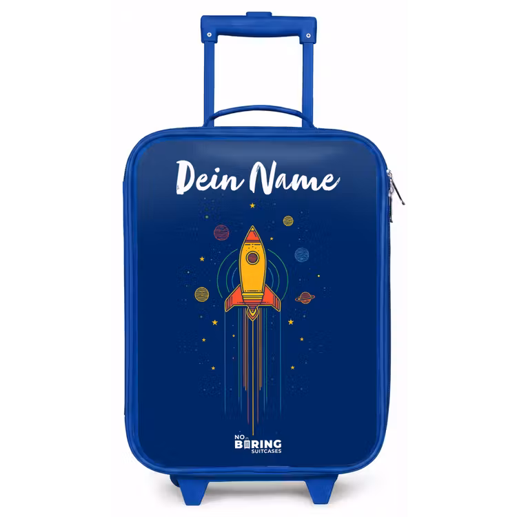 Raket - Planeten - Sterren Kinderkoffer - Blauw klein -zz3dotto