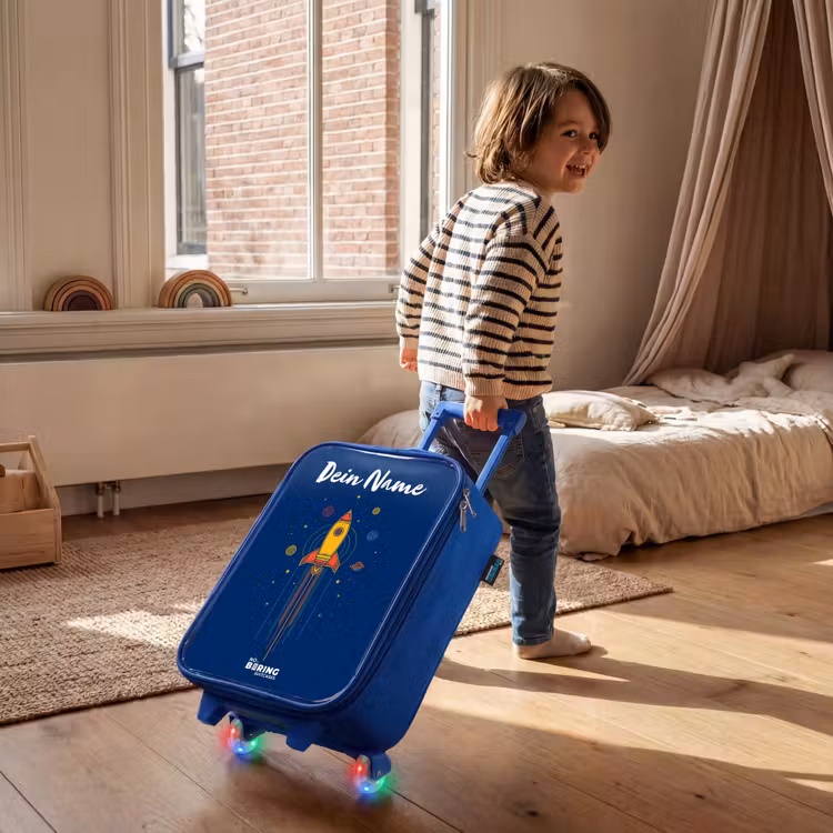 Raket - Planeten - Sterren Kinderkoffer - Blauw klein -sfeer1