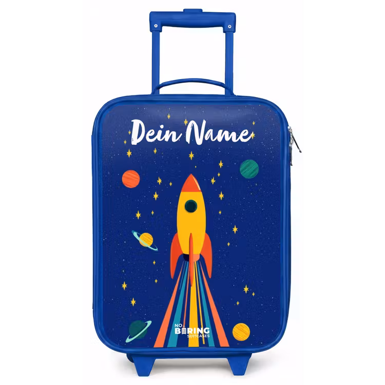 Raket - Sterren - Planeet - Ruimte Kinderkoffer - Blauw klein -zz3dotto