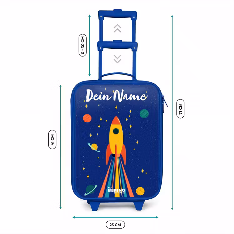 Raket - Sterren - Planeet - Ruimte Kinderkoffer - Blauw klein -productfoto_formaten