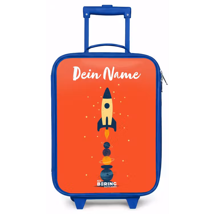 Raket - Sterren - Planeten Kinderkoffer - Blauw klein -zz3dotto