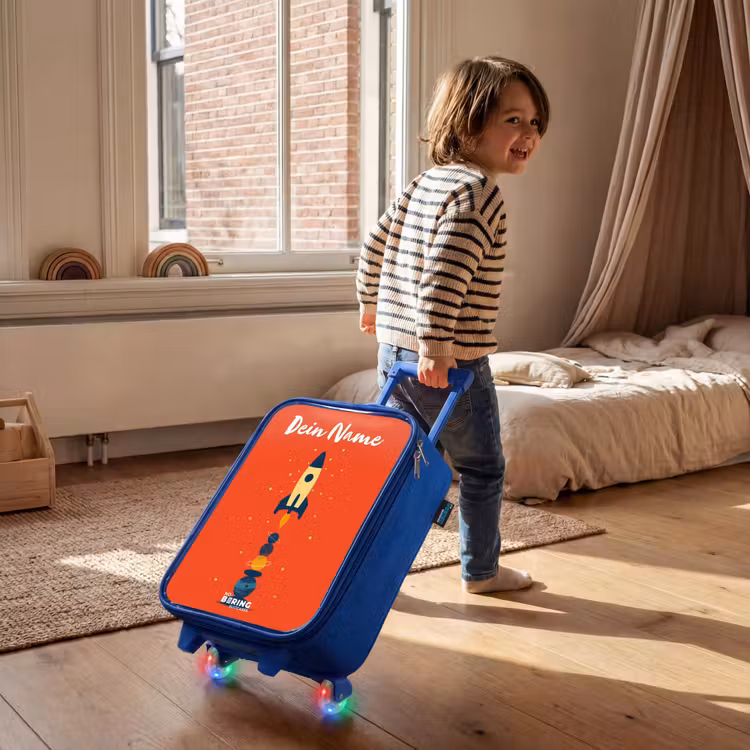 Raket - Sterren - Planeten Kinderkoffer - Blauw klein -sfeer1