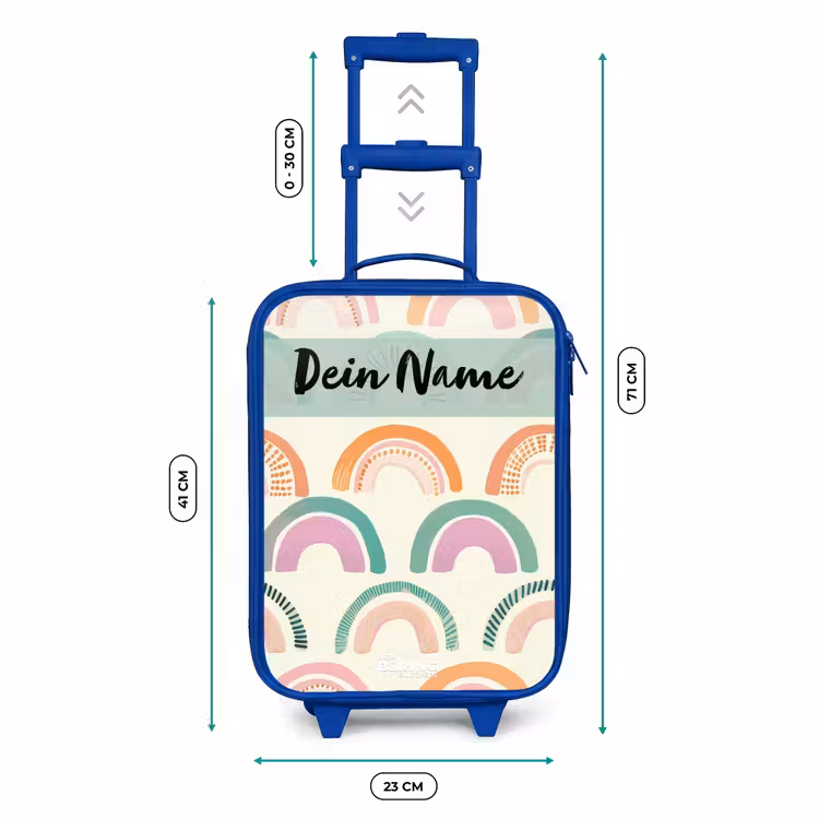 Regenboog - Pastel - Patroon Kinderkoffer - Blauw klein -productfoto_formaten