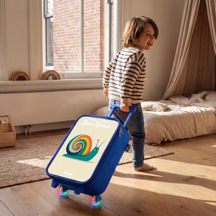 Slak - Regenboog - Kleurrijk Kinderkoffer - Blauw klein -sfeer1
