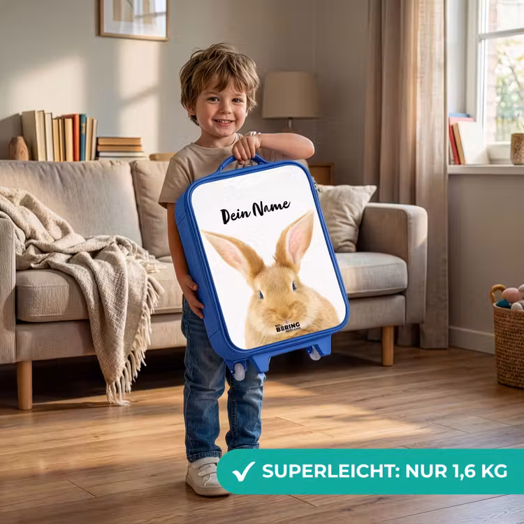 Snuffels met Tevreden Hoofd Kinderkoffer - Blauw klein -sfeer2_DE