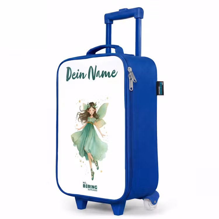 Zwevende groene elf Kinderkoffer - Blauw klein -productfoto_schuin