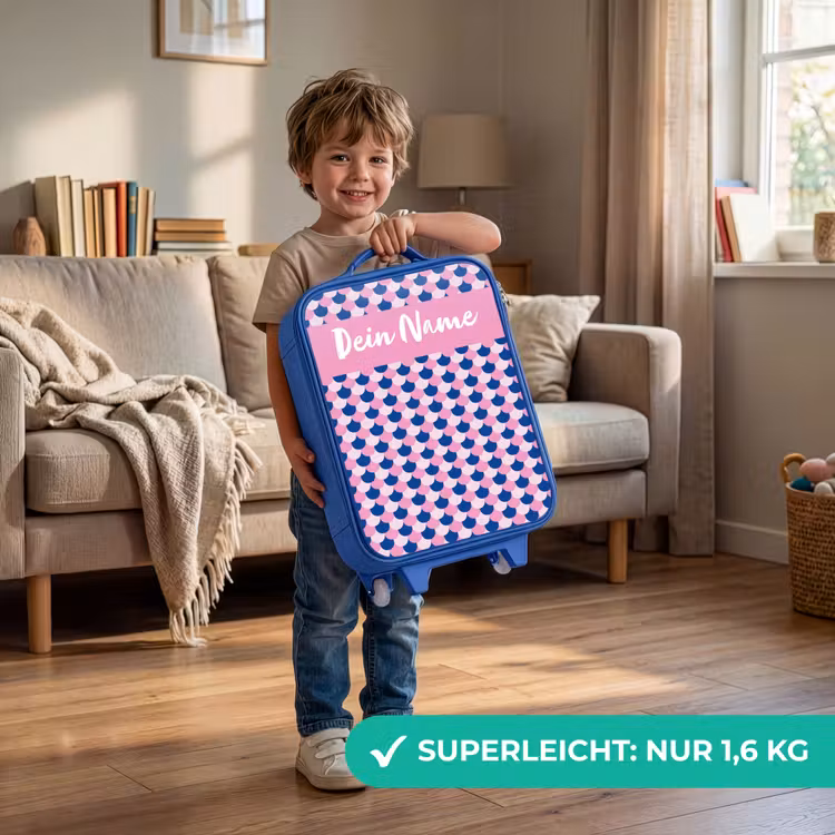 Schubben - Patroon - Blauw - Roze Kinderkoffer - Blauw klein -sfeer2_DE