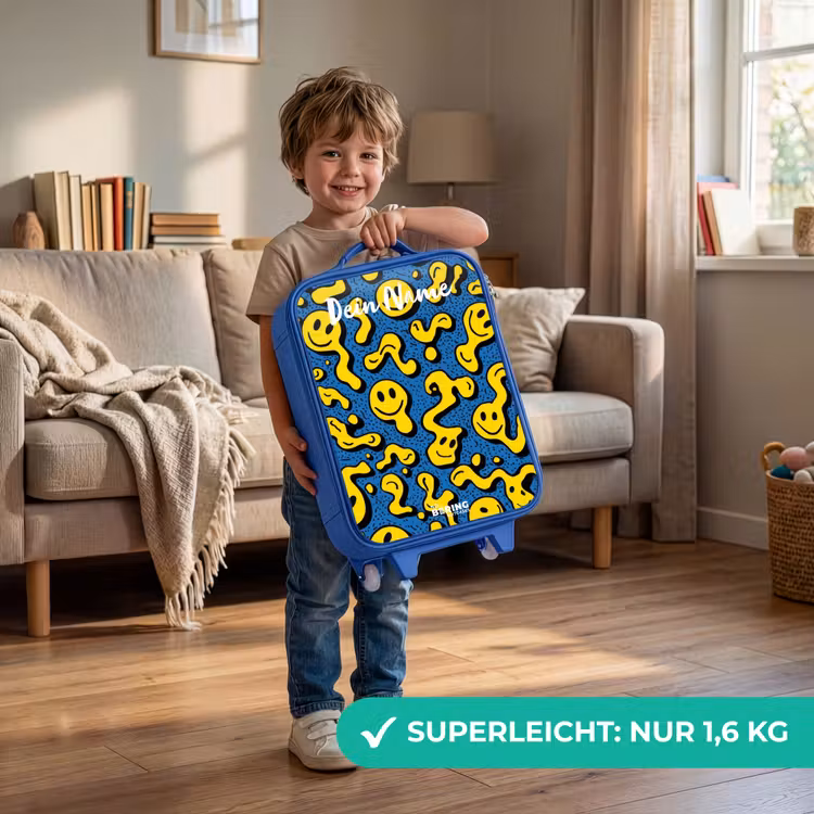 Smiley - Geel - Blauw Kinderkoffer - Blauw klein -sfeer2_DE