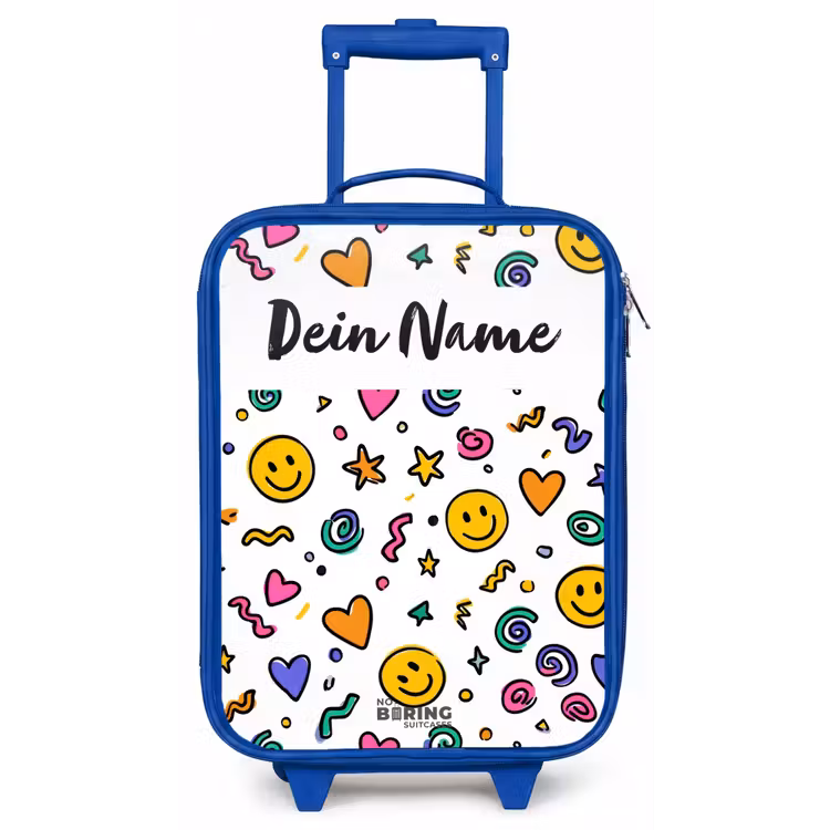 Smiley - Hartje - Ster Kinderkoffer - Blauw klein -zz3dotto