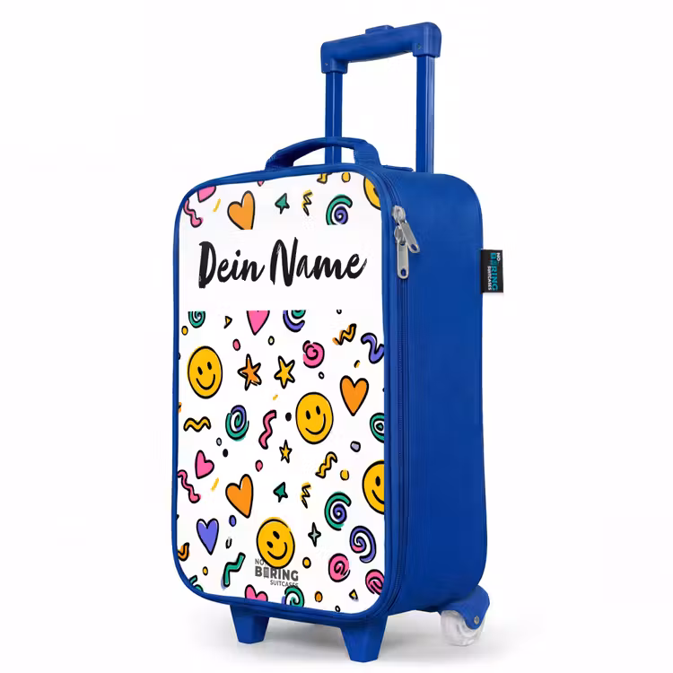 Smiley - Hartje - Ster Kinderkoffer - Blauw klein -productfoto_schuin