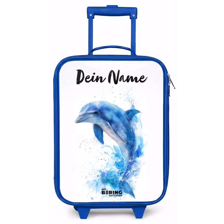 Springende blauwe dolfijn Kinderkoffer - Blauw klein -zz3dotto