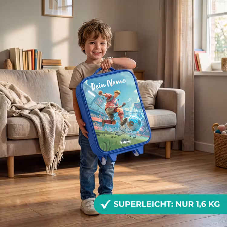 Stadion - Voetballer - Bal - Elektrisch Kinderkoffer - Blauw klein -sfeer2_DE