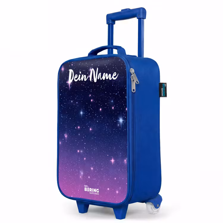 Sterren - Galaxy - Blauw - Roze Kinderkoffer - Blauw klein -productfoto_schuin