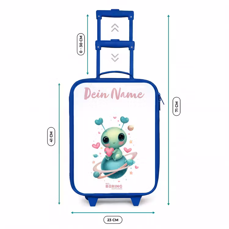 Lief buitenaards wezentje met hartje Kinderkoffer - Blauw klein -productfoto_formaten