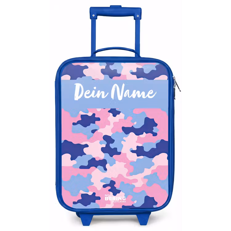 Camouflage - Roze - Blauw Kinderkoffer - Blauw klein -zz3dotto