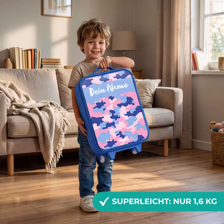 Camouflage - Roze - Blauw Kinderkoffer - Blauw klein -sfeer2_DE