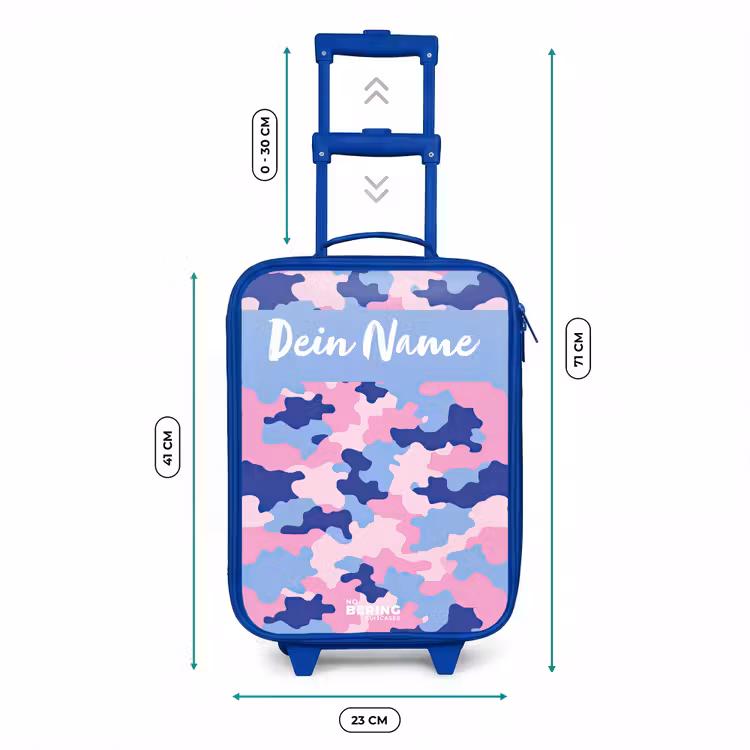 Camouflage - Roze - Blauw Kinderkoffer - Blauw klein -productfoto_formaten