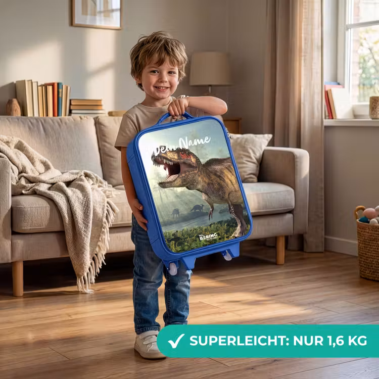 Thijs Tyrannosaurus Kinderkoffer - Blauw klein -sfeer2_DE